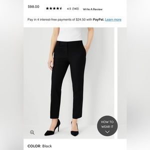 Ann Taylor Curvy Ankle Pant - Black (Size 10 Curvy)